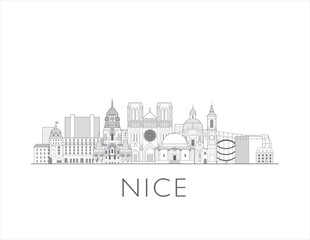 Nice skyline in France cityscape vector illustration