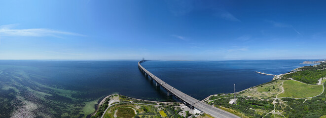 Panoramic view of the Öresund bridge un a summer day
