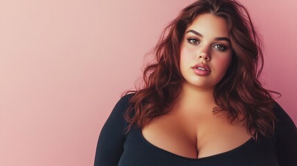 Fototapeta premium beautiful female model plus size on a simple isolated background