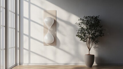 Blank mockup of a unique hourglass wall clock adding an unconventional twist to traditional timepieces. .