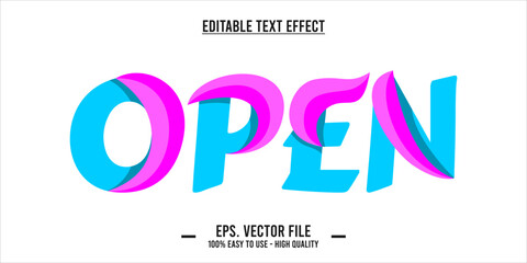 typography OPEN word art illustration, editable text effect	