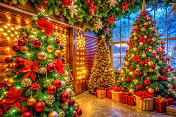 Festive Digital Santa Backdrop for Holiday Celebrations and Christmas-Themed Events and Decorations