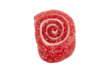 Jelly sweet candy roll isolated on a white background. Marmalade candy.