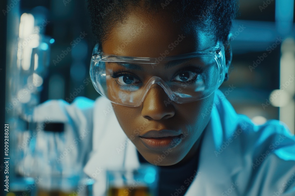 Aufkleber scientist conducting experiment in a laboratory setting, possibly testing a new compound or analyzin