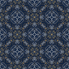 gold, white, fabric abstract seamless pattern. design for background, wallpaper, carpet, clothing, batik, textile, embroidery, sarong, interior decoration, floor, curtain, printing