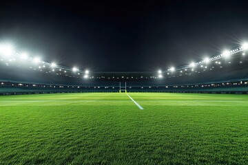 Fototapeta premium A professional soccer field with a goal in the middle, perfect for sports or fitness illustrations