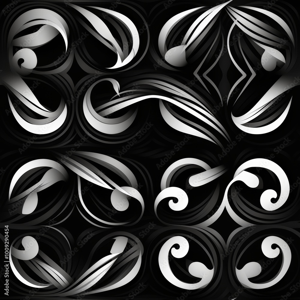 Aufkleber exploring symmetrical patterns in black and white a study of balance and harmony
