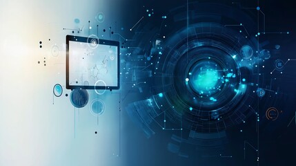 A futuristic digital interface with circles and data streams, highlighting technology, innovation, and the flow of information in a high-tech world, Generative AI