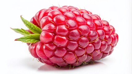 Fresh and Juicy Isolated Raspberry with Vibrant Red Color and Detailed Texture on White Background