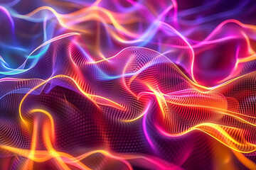 Obraz premium abstract digital background with colorful glowing mesh, networking data connectivity internet communication technology futuristic cyber tech wallpaper 