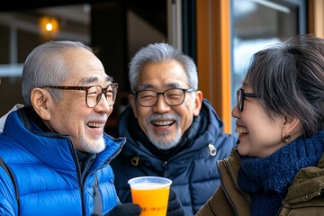 A farewell gathering at a family home, with people exchanging hugs and well-wishes, capturing the warmth and sadness of parting
