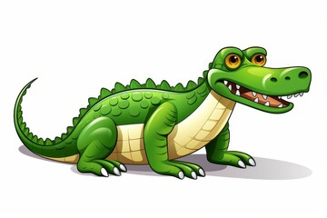Fototapeta premium Humorous minimalist cartoon crocodile on a white background a fun isolated character design