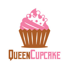 queen cupcake flat minimalist logo design