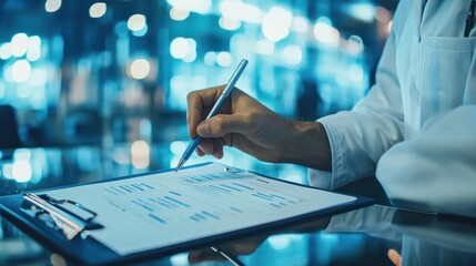 Hand completing a checklist on a clipboard, signifying task completion, organization, and productivity in a professional setting.