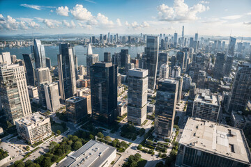 Fototapeta premium Modern Glass Skyscrapers in Futuristic City Skyline