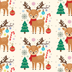 Seamless pattern with Christmas festive elements. 