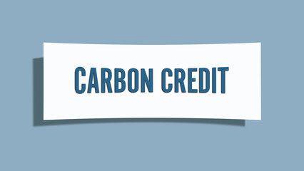 Carbon Credit. A card isolated on blue background.