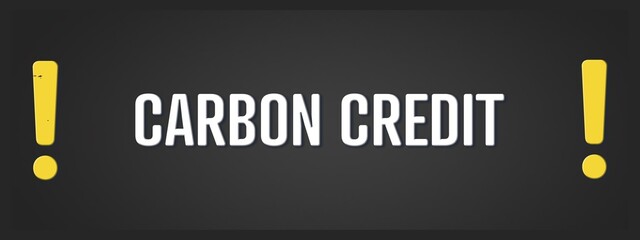 Carbon Credit. A blackboard with white text. Illustration with grunge text style.