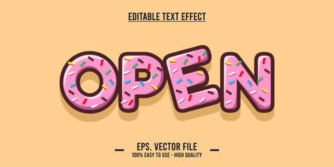 typography OPEN word art illustration, editable text effect	