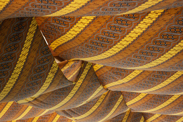 Batik fabric decorations with pattern motif hanging on the roof