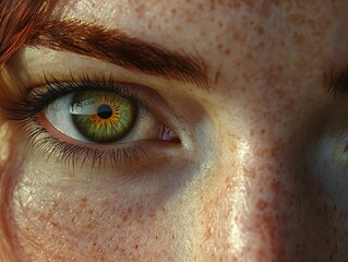 Fototapeta premium Close-up of a woman's eye with freckles