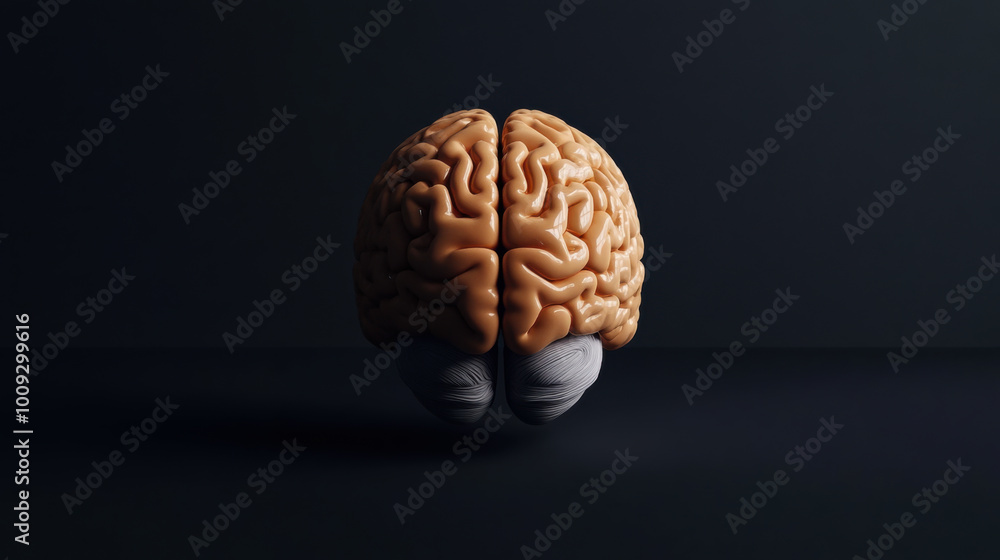 Poster a vibrant digital representation of a human brain illuminated with neon colors in a dark background 