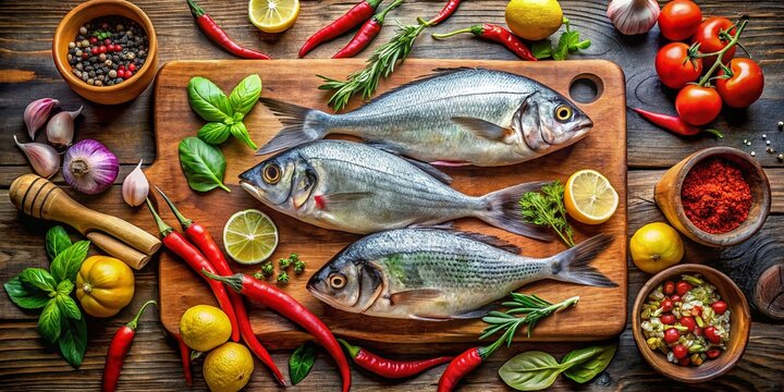 Freshly Caught Jaibas Ready for Cooking on a Wooden Cutting Board Surrounded by Ingredients