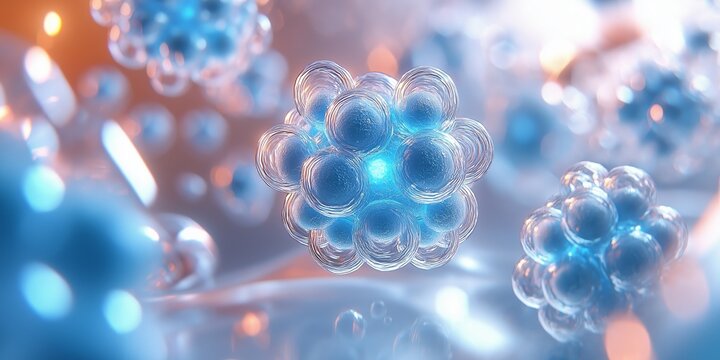 3D representation of molecules in a dynamic environment, showcasing the intricate world of molecular science, biology, and innovative research, Generative AI