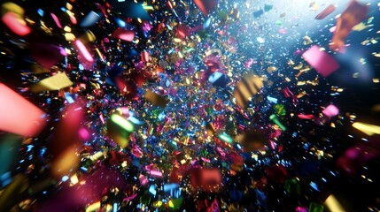 Bursting Confetti Celebrates Party in Bright Colorful Background