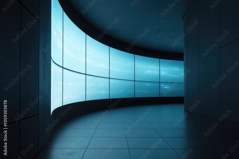 Poster a minimalist space with a big window and tiled flooring