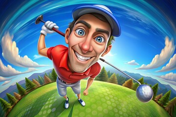 Fun Cartoon Golfer Clipart Perfect for Sports Themes, Invitations, and Creative Projects