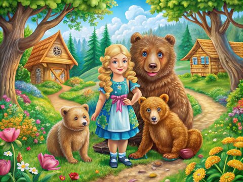 Fun Goldilocks and the Three Bears Coloring Page for Kids' Creative Art and Learning Activities