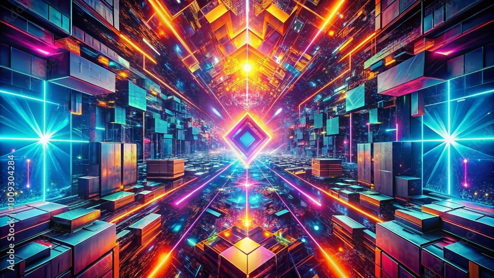 Aufkleber futuristic abstract artificial intelligence wallpaper with geometric patterns and vibrant color sche
