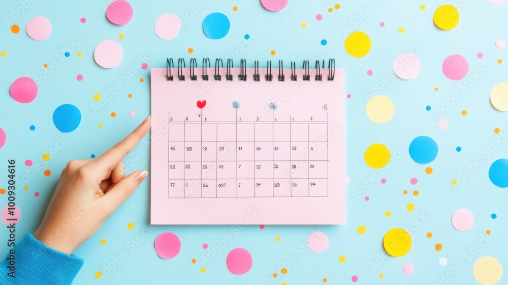 Poster Hands Pointing at Project Timeline on Colorful Background