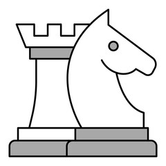 Strategic Thinking vector icon, chess knight and rook icon, strategy and decision-making illustration