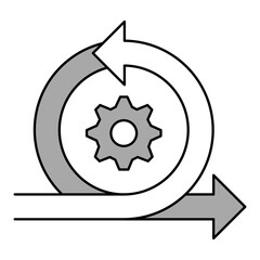 Agile Process vector icon, gear and cycle arrow icon, iterative development and continuous improvement illustration