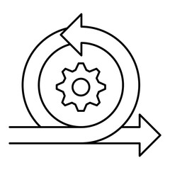 Agile Process vector icon, gear and cycle arrow icon, iterative development and continuous improvement illustration