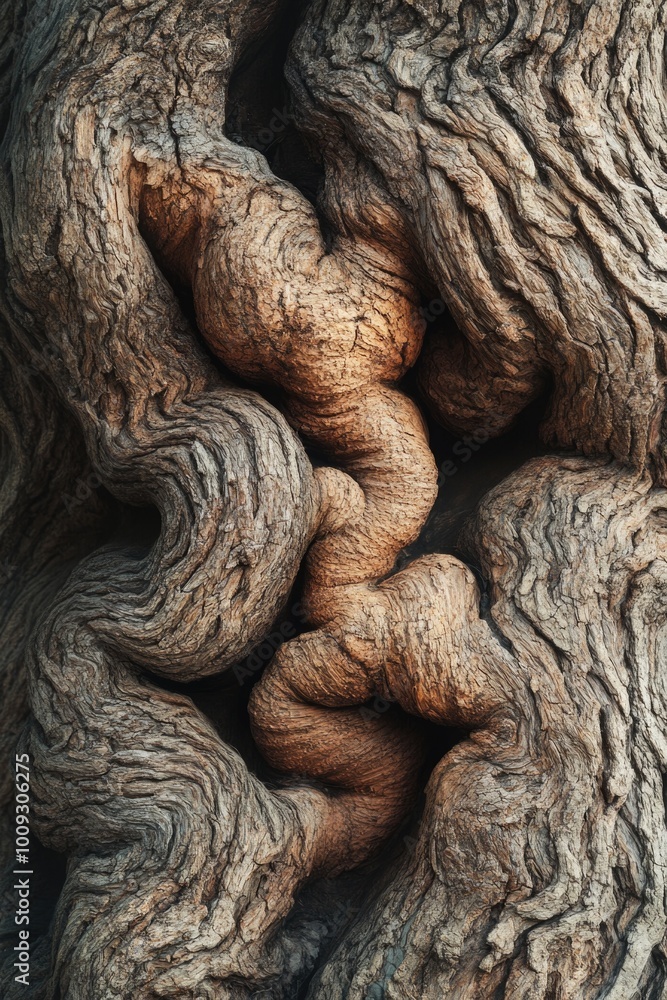Poster A detailed image of a tree trunk with bark and texture