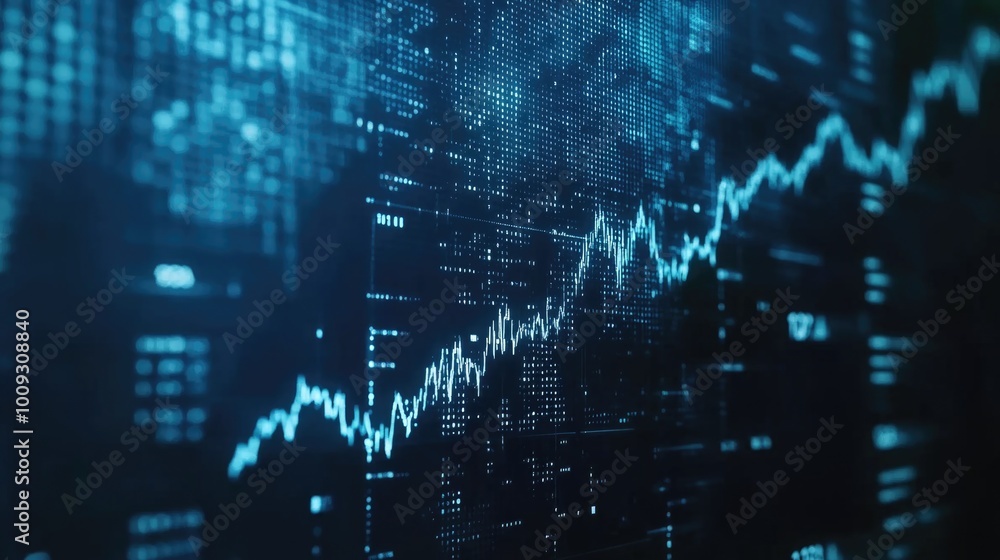Poster A close-up of a computer screen showing a stock chart, ideal for financial and business uses