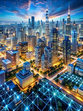 Gemelo digital de una ciudad con datos en tiempo real sobre edificios
