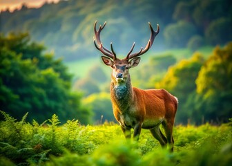 Graceful Cervil in Natural Habitat: A Majestic Creature Roaming the Lush Green Landscape