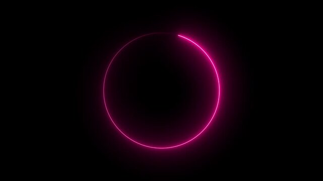 Abstract glowing neon circle frame.Abstract beautiful color neon circle frame loading.Neon light circle frame rotation loading background
