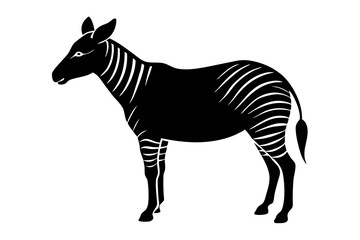 Okapi Silhouette with Striped Legs and Horse-like Body