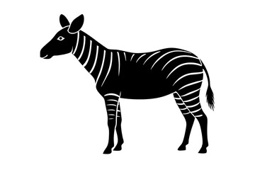 Okapi Silhouette with Striped Legs and Horse-like Body