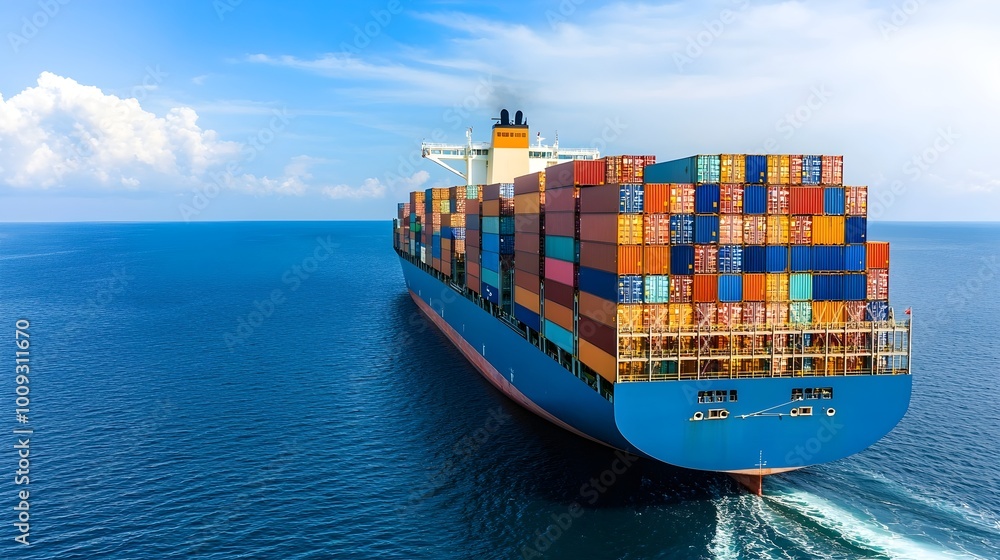 Poster revolutionizing maritime transport ai-optimized smart ports automating container ships with predicti