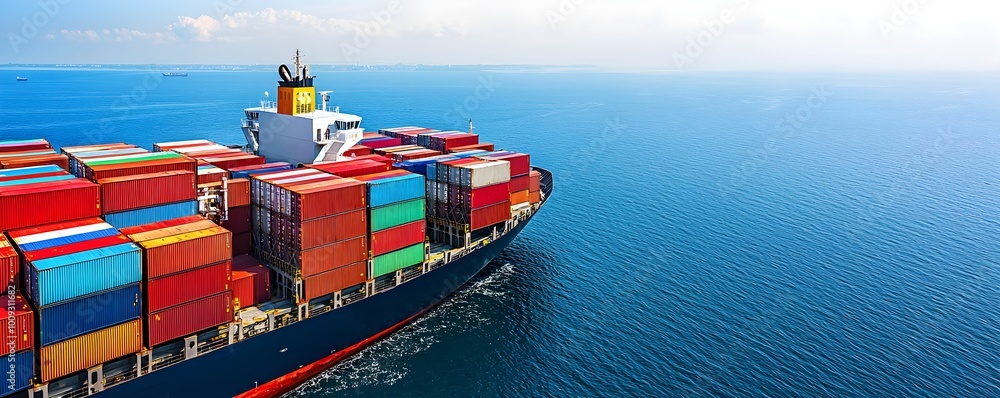 Poster seamless global trade smart ports ai automation - optimizing container ship logistics with predictiv