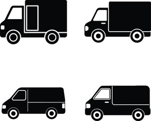 delivery truck vector icon set