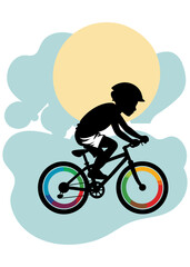 Obraz premium Kids racing bicycles illustrations