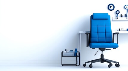 A clinic examination room clipart, healthcare facility, vector design, minimalist style, isolated on white background