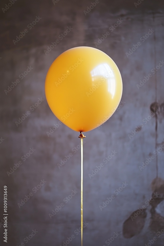 Poster A simple yellow balloon with a string attached, ready to be flown away
